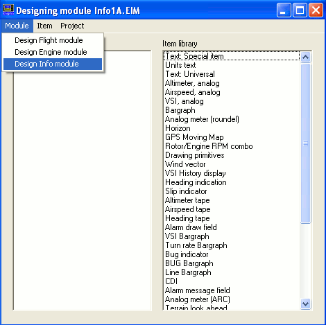 Wybór mofułu do projektowania